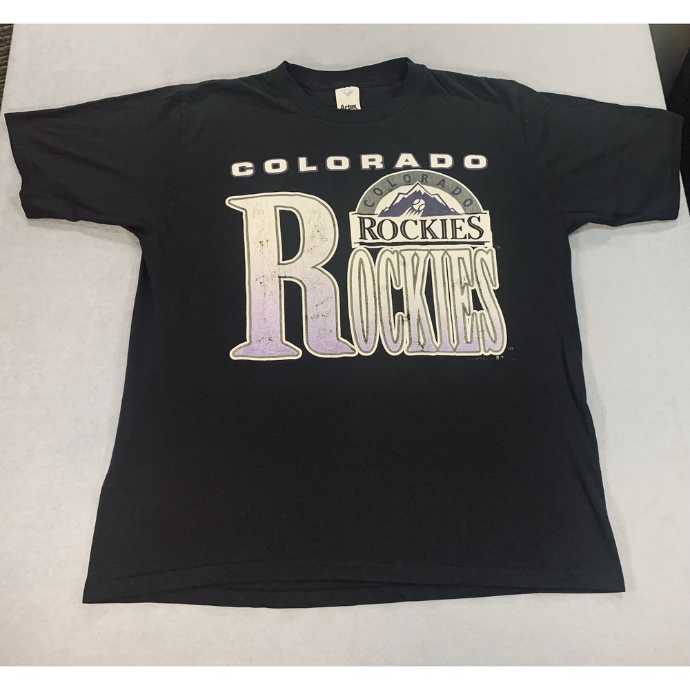 Colorado Rockies Shirt Large Gray Black Vintage 1991 MLB Baseball Artex Tag USA